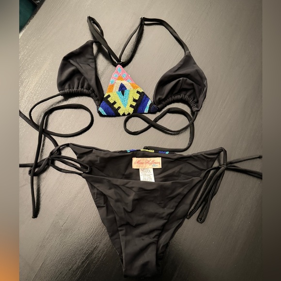 Mara Hoffman Beaded String Bikini Top and Bottom - Picture 4 of 7